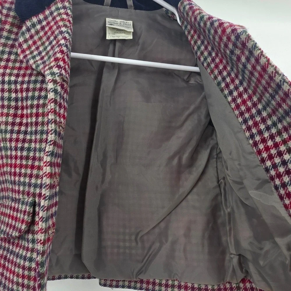 VINTAGE LAURA ASHLEY MOTHER & CHILD HOUNDSTOOTH WOOL BLAZER SIZE 4 YEARS RARE